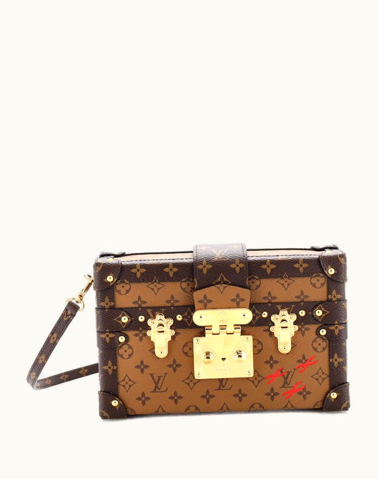 Louis Vuitton Louis Vuitton Petite Malle Handbag Reverse Monogram Canvas Brown Gold