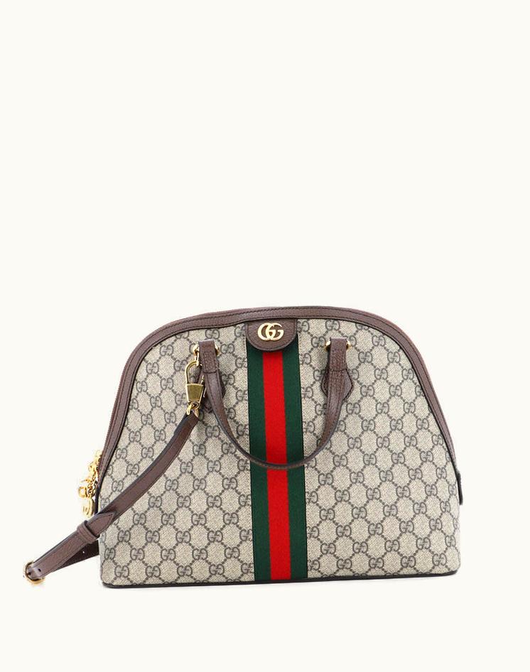 Gucci Gucci Ophidia Dome Top Handle Bag GG Coated Canvas Medium Brown & Gold