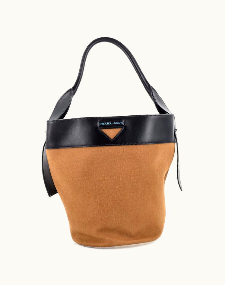 Prada Prada Ouverture Bucket Bag Canvas With Leather Medium