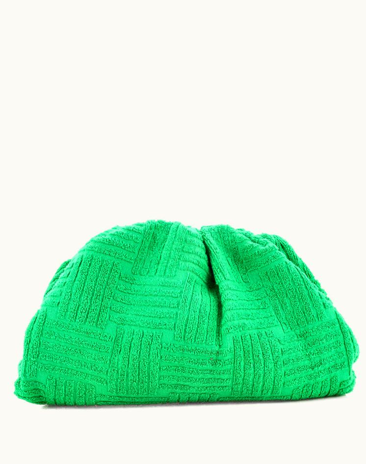 Bottega Veneta Bottega Veneta The Pouch Terry Cloth Textile Clutch Green