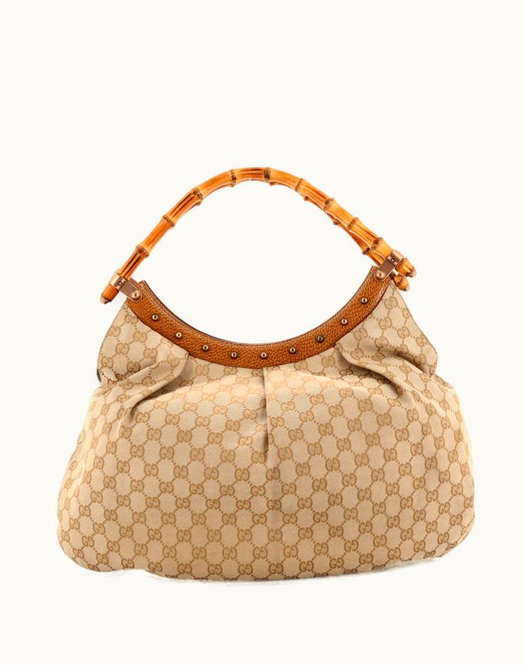Gucci Gucci Vintage Bamboo Hobo GG Canvas Large