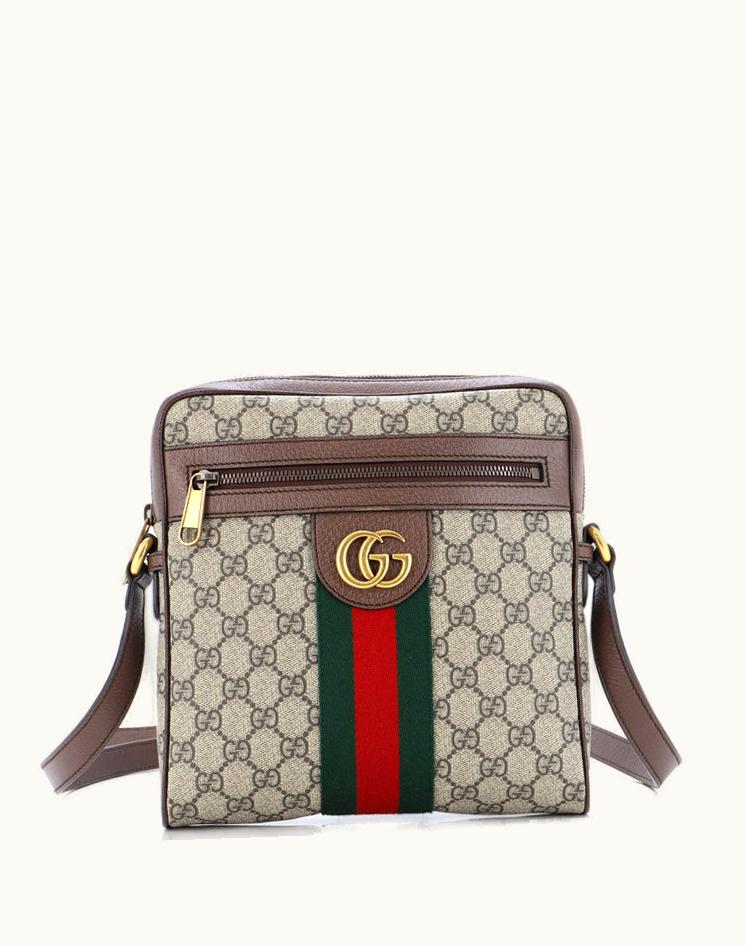 Gucci Gucci Ophidia Messenger Bag GG Coated Canvas Small Aged Gold Brown