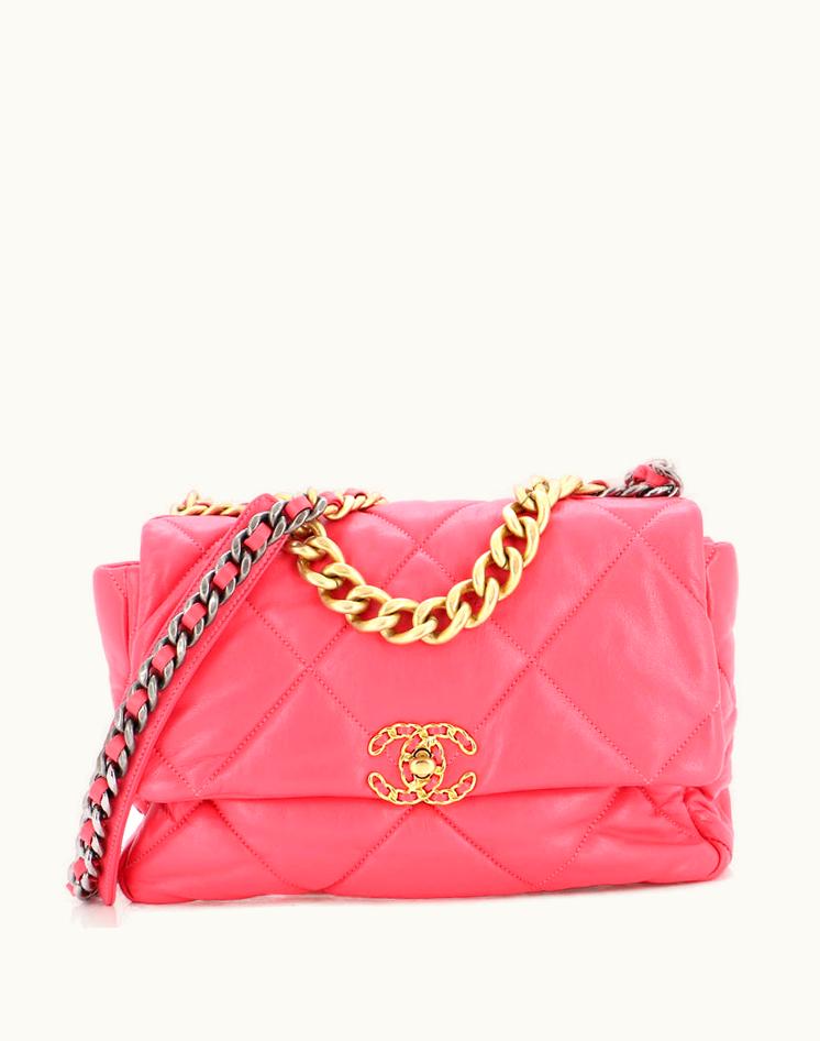 Chanel Chanel 19 Flap Bag Quilted Leather Large Pink