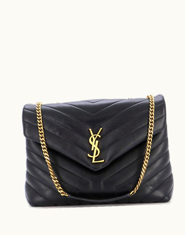 Saint Laurent Saint Laurent Loulou Shoulder Bag Matelasse Chevron Leather Medium Black