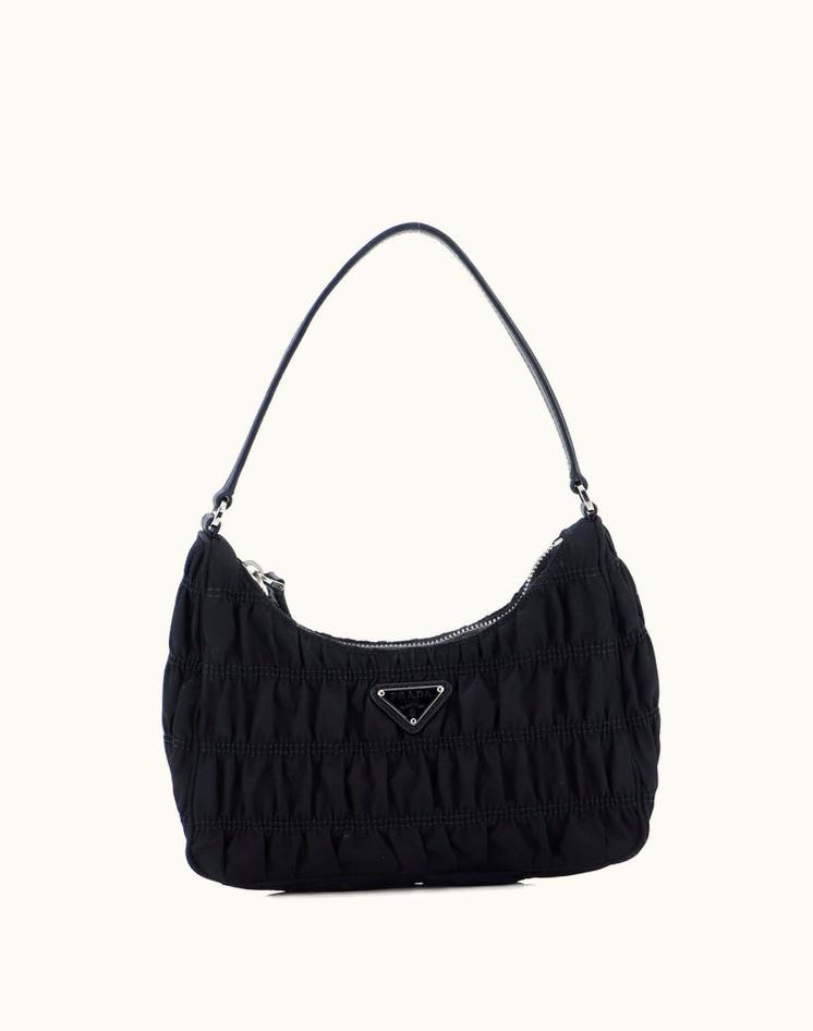 Prada Prada Hobo Tessuto Gaufre With Saffiano Mini