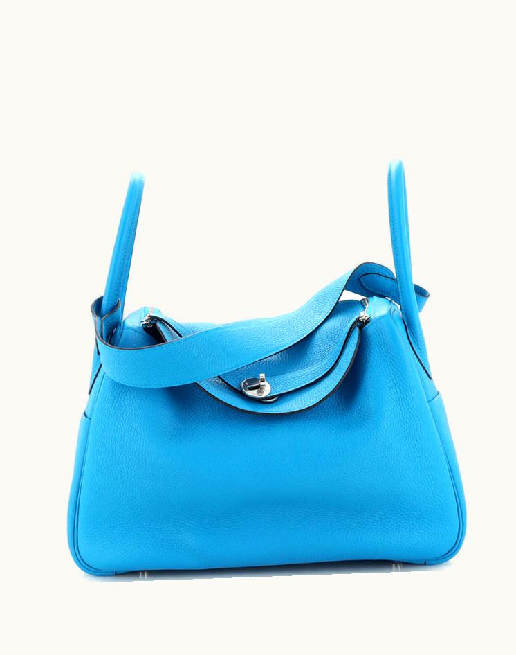Hermès Hermès Lindy Bag Clemence 34 Leather Tote Blue