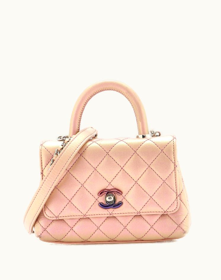 Chanel Chanel Coco Top Handle Bag Quilted Iridescent Caviar With Gradient Hardware Extra Mini