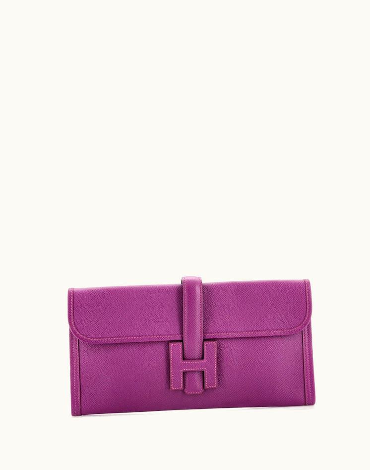 Hermès Hermès Jige Elan Clutch Epsom 29 Luxury Leather Clutch Purple