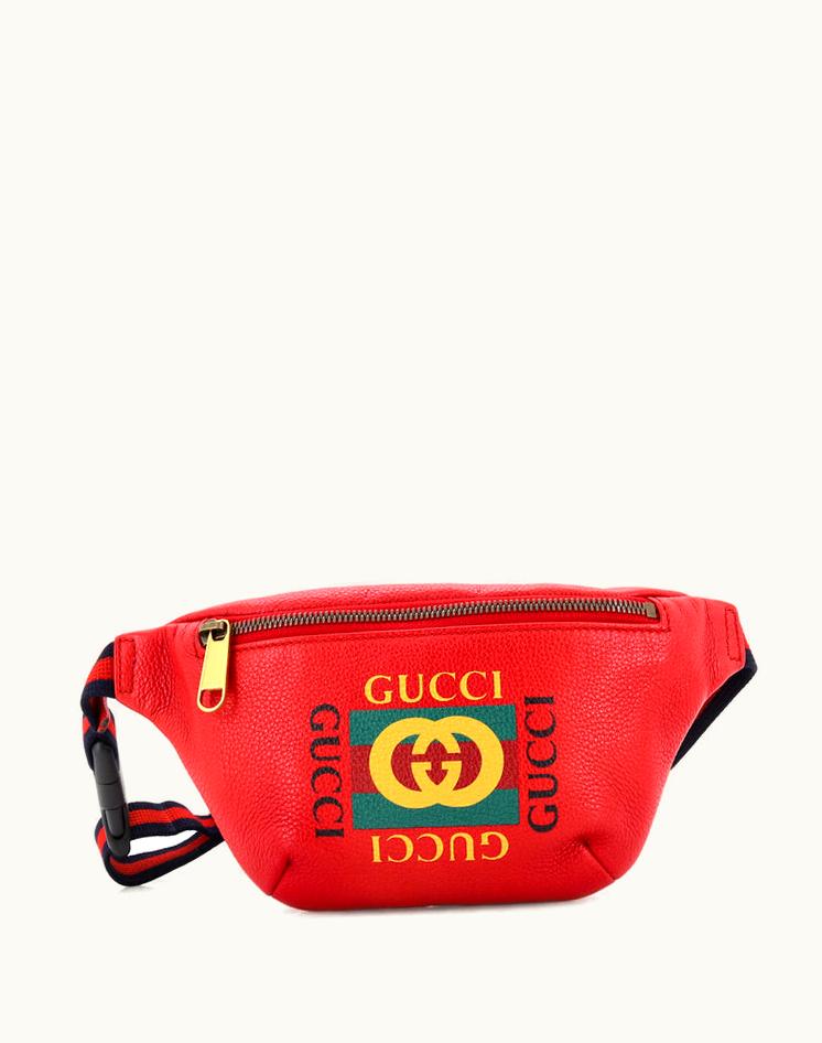 Gucci Gucci Printed Leather Belt Bag Small Red
