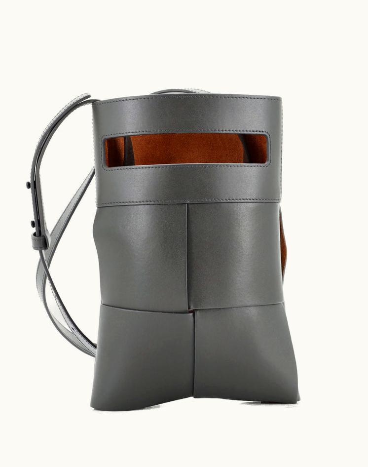 Bottega Veneta Bottega Veneta Cut Out Maxi Intrecciato Leather Crossbody Bag Gray