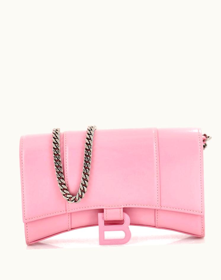 Balenciaga Balenciaga Hourglass Chain Wallet Leather Pink