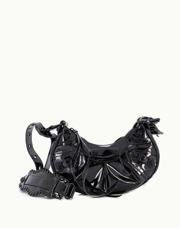 Balenciaga Balenciaga Le Cagole Giant Studs Shoulder Bag Patent XS Black