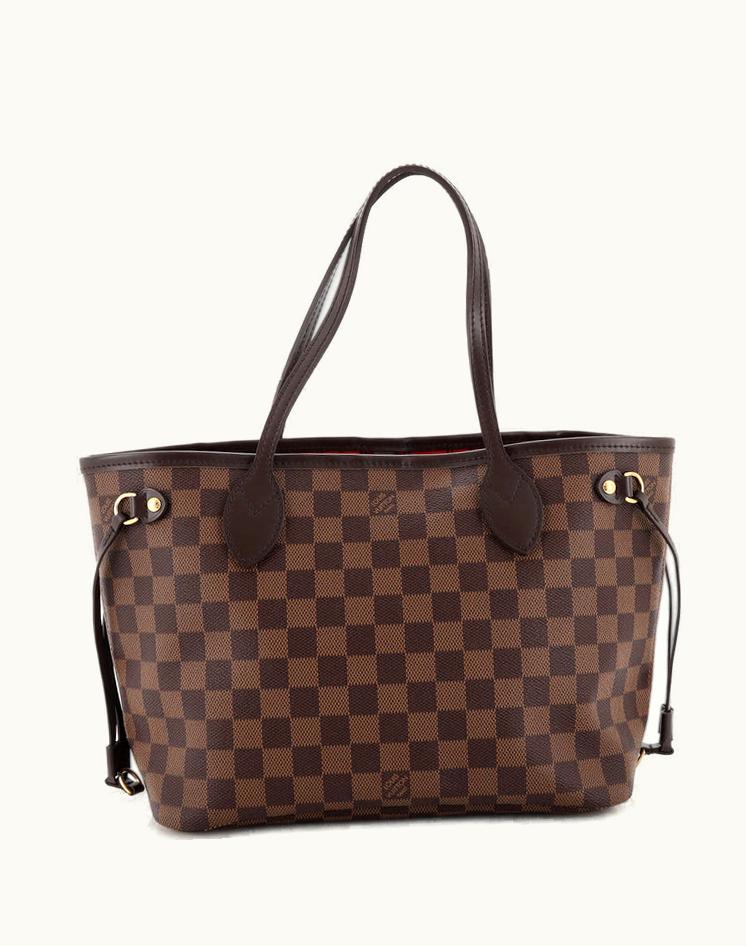 Louis Vuitton Louis Vuitton Neverfull PM Damier Coated Canvas Tote Brown & Red
