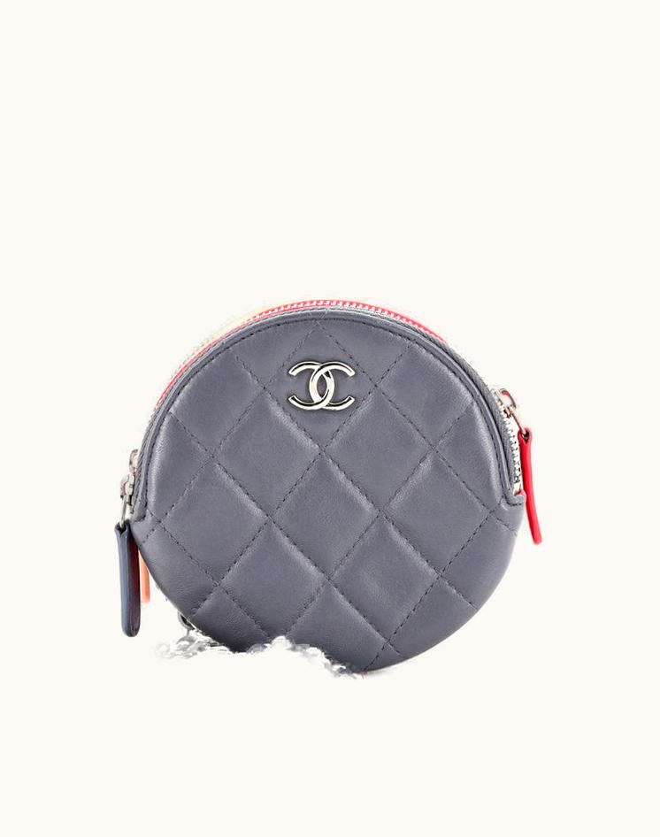 Chanel Chanel Round Compartment Clutch With Chain Quilted Lambskin