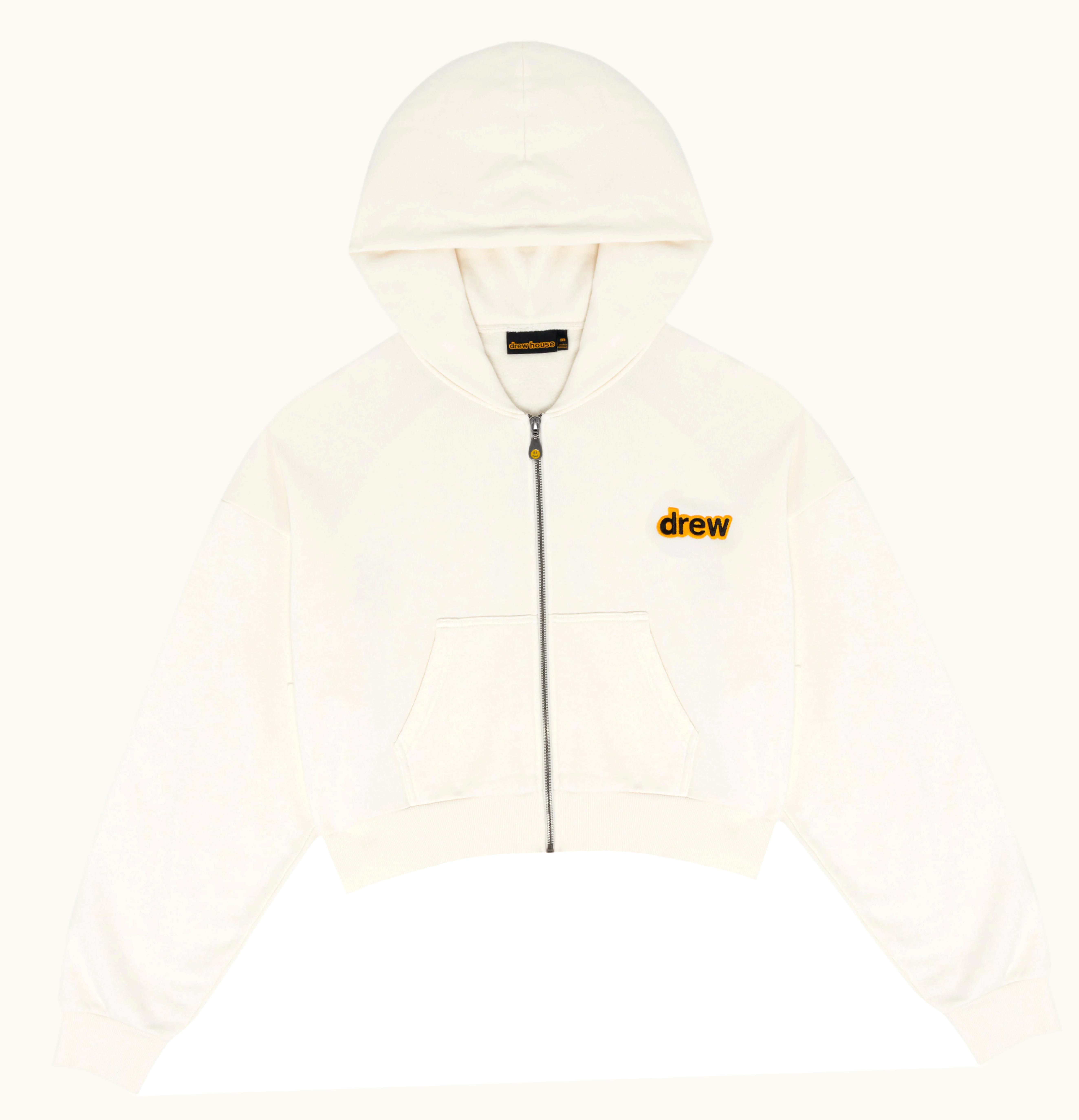 drew house drew house cropped zip up hoodie off white