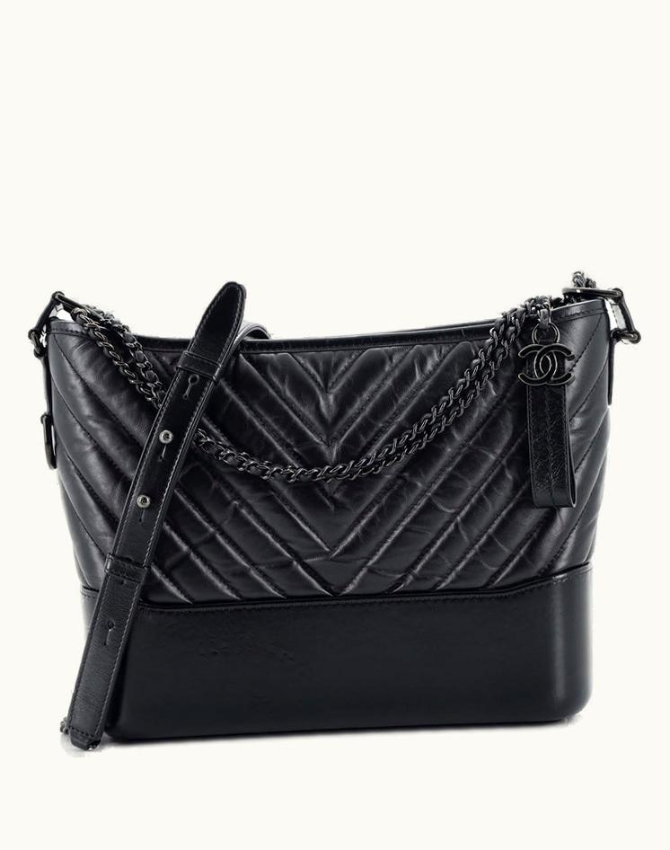 Chanel Chanel So Black Gabrielle Hobo Chevron Aged Calfskin Medium