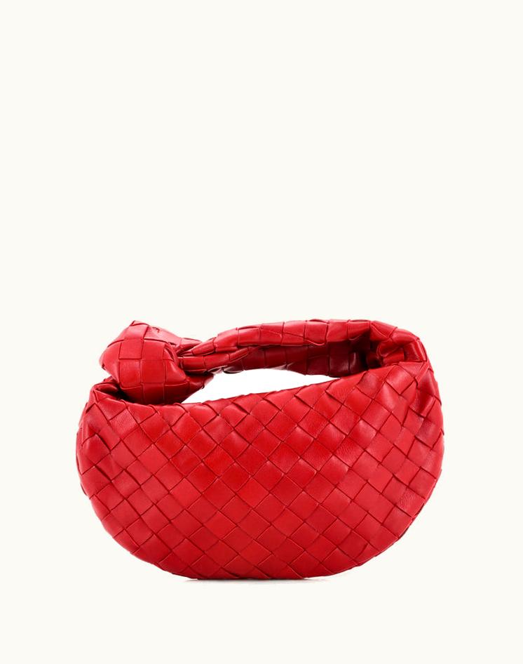 Bottega Veneta Bottega Veneta BV Jodie Hobo Intrecciato Nappa Mini Leather Shoulder Bag Red