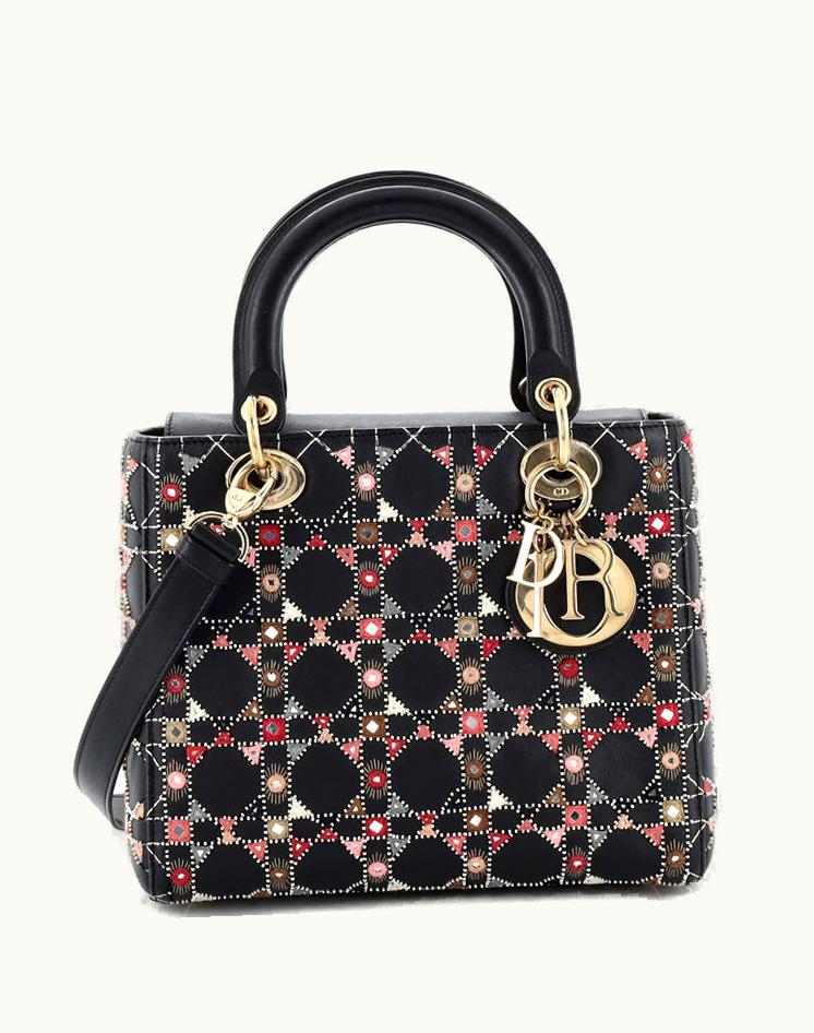 Dior Dior Lady Dior Bag Embroidered Calfskin Medium