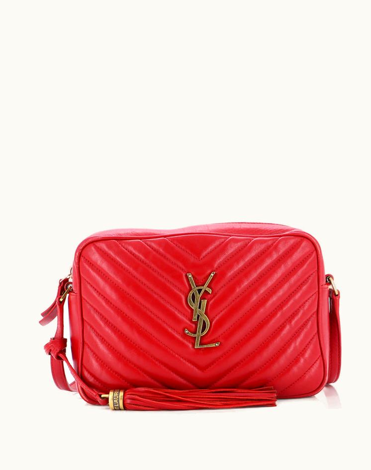 Saint Laurent Saint Laurent Lou Camera Bag Matelasse Chevron Leather Small Red Aged Gold
