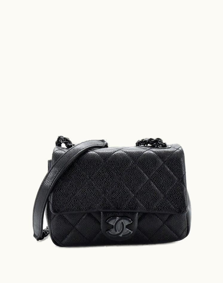Chanel Chanel Incognito Square Flap Bag Quilted Caviar Mini Black Silver