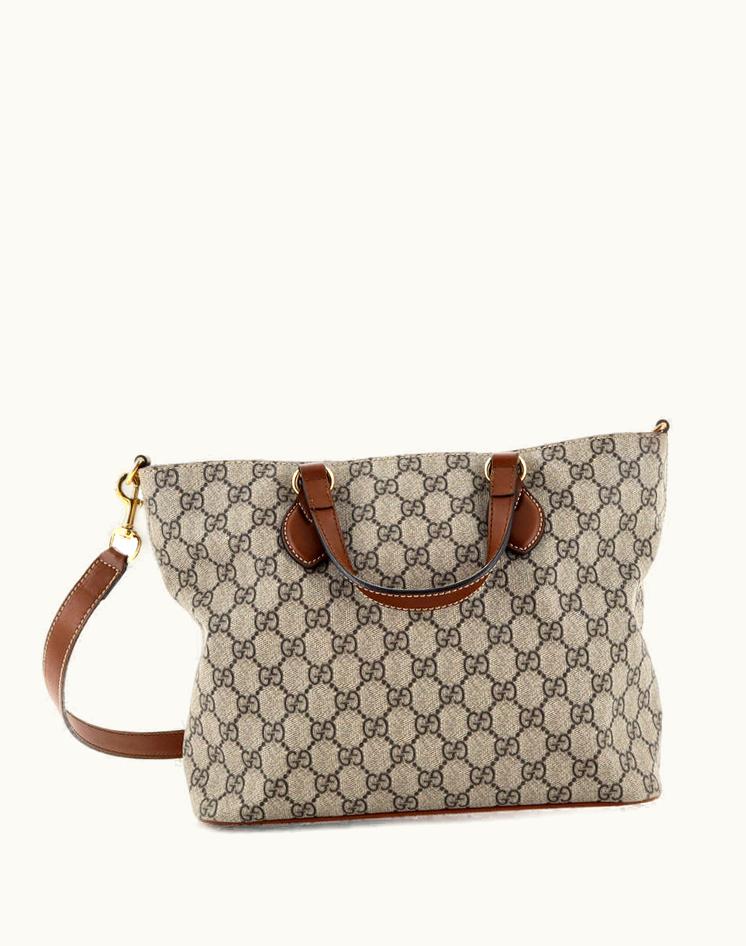 Gucci Gucci Soft Tote GG Coated Canvas Small Brown