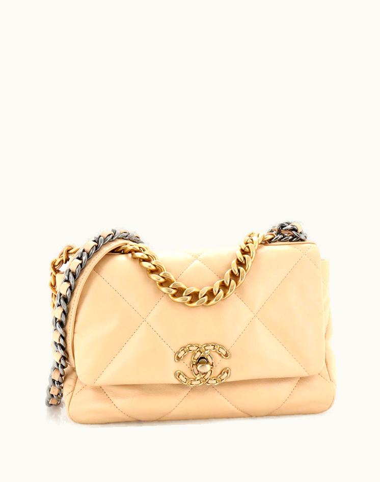 Chanel Chanel 19 Flap Bag Quilted Leather Medium Neutral Palette