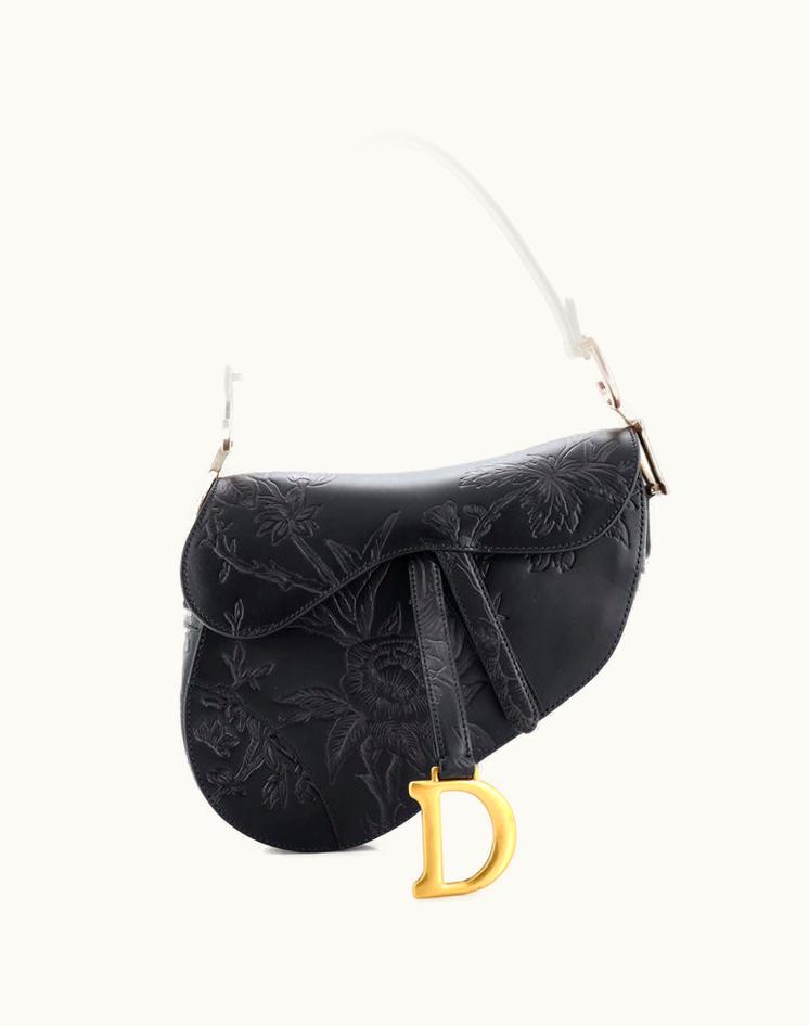 Dior Dior Jardin Botanique Saddle Bag Embossed Leather Medium