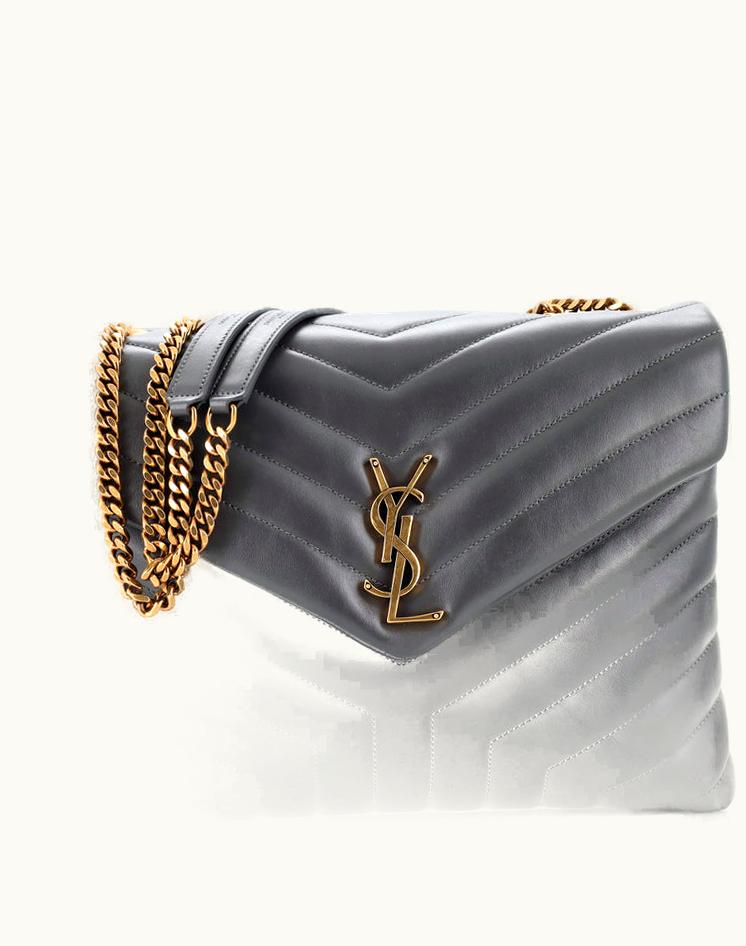 Saint Laurent Saint Laurent Loulou Shoulder Bag Matelasse Chevron Leather Medium Black Aged Gold