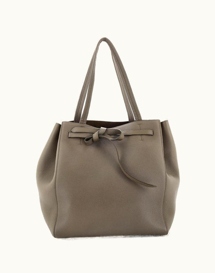 Celine Celine Phantom Tie Cabas Tote Leather Small in Neutral Green