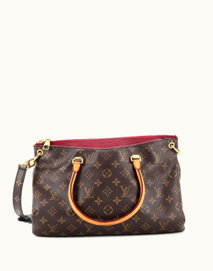 Louis Vuitton Louis Vuitton Pallas Tote Monogram Canvas Leather Red Gold