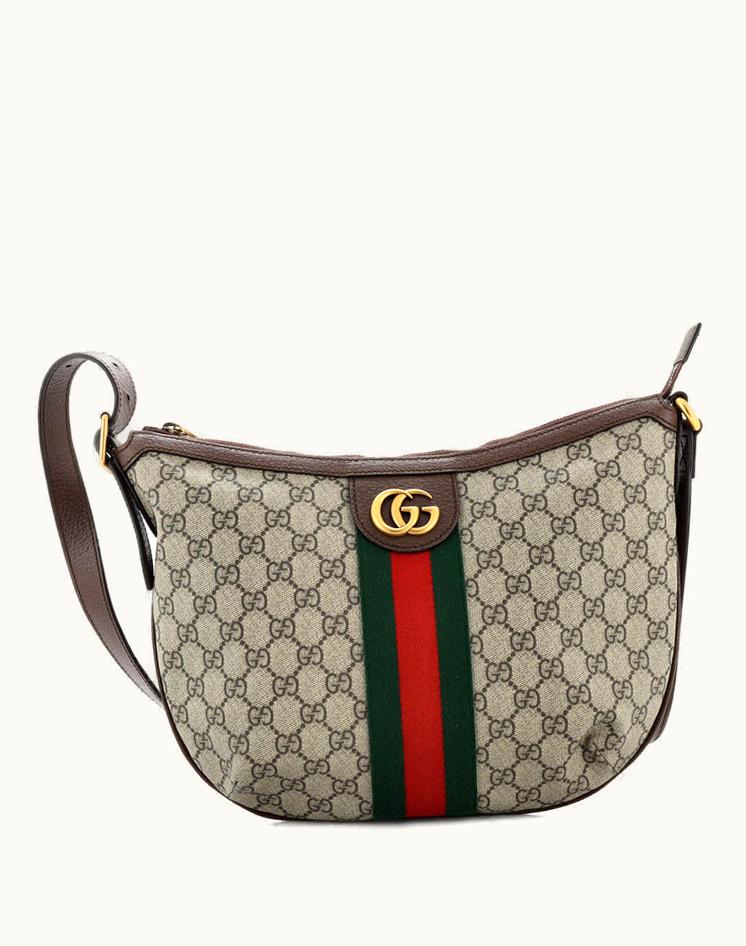 Gucci Gucci Ophidia Half Moon Hobo GG Coated Canvas Small in Brown