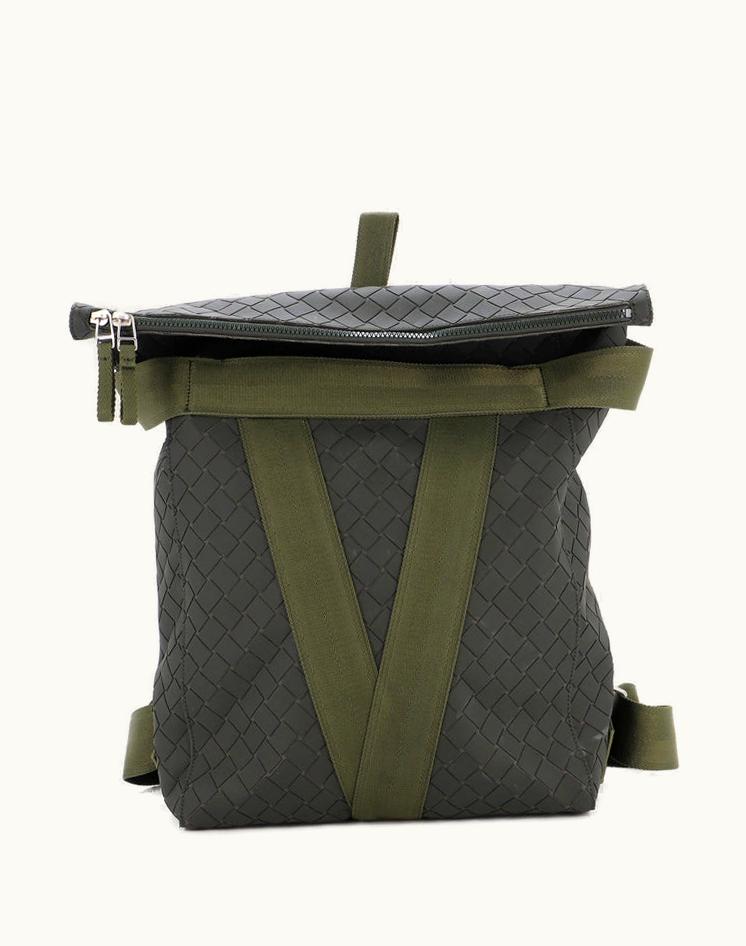 Bottega Veneta Bottega Veneta Fold-Over Backpack Intrecciato Effect Rubber