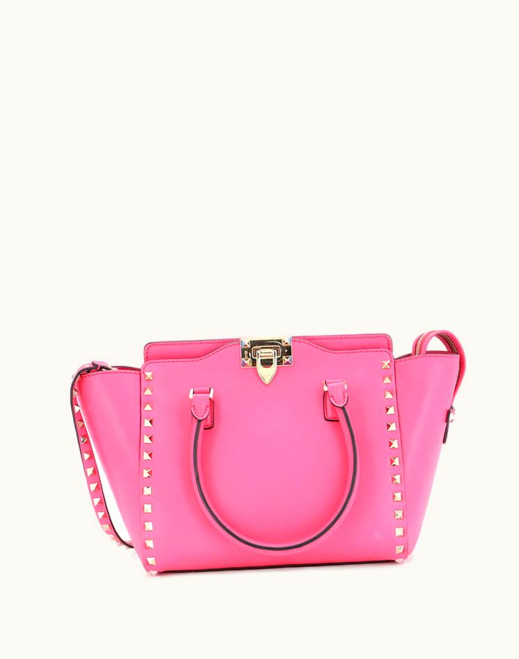 Valentino Valentino Rockstud Tote Rigid Leather Small Pink