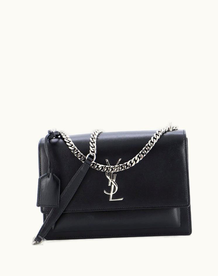 Saint Laurent Saint Laurent Sunset Crossbody Bag Leather Medium Black Silver