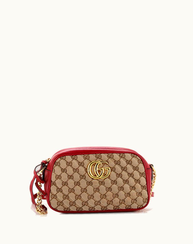 Gucci Gucci GG Marmont Shoulder Bag Diagonal Quilted GG Canvas Small Brown
