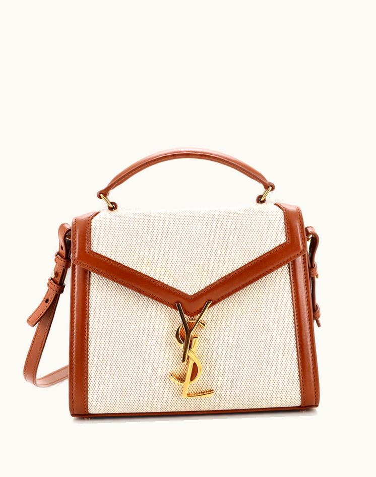 Saint Laurent Saint Laurent Cassandra Top Handle Bag Canvas With Leather Mini