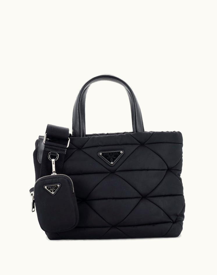 Prada Prada Padded Tote Bag Quilted Re-Nylon With Leather Small