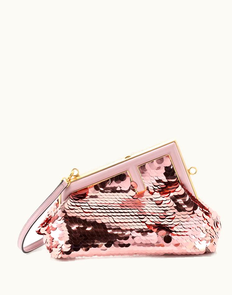 Fendi Fendi First Bag Sequins Small Crossbody Pink