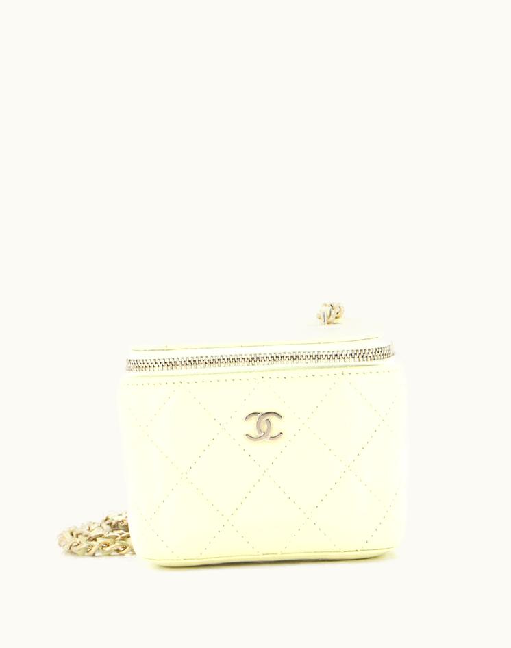Chanel Chanel Classic Vanity Case With Chain Quilted Caviar Mini