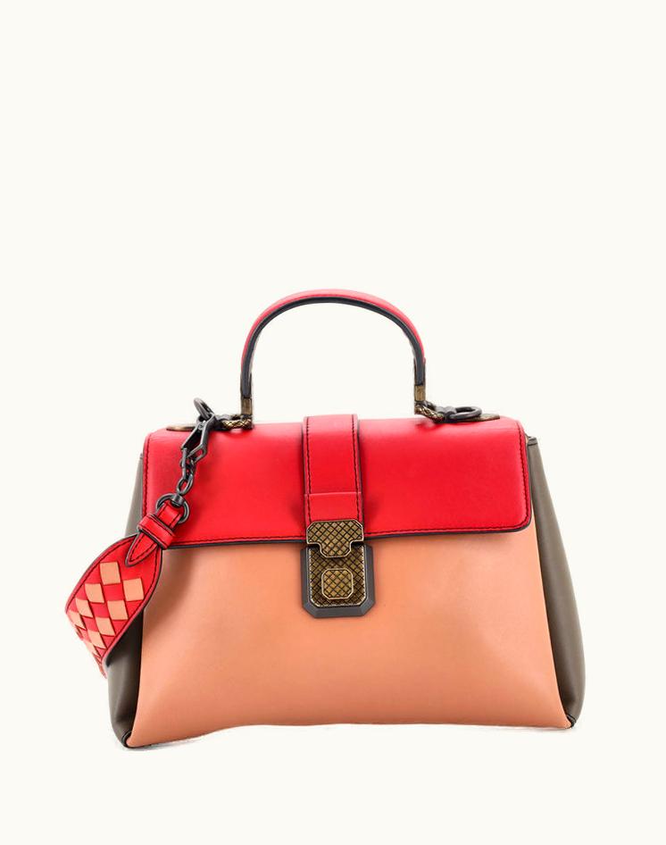 Bottega Veneta Bottega Veneta Piazza Top Handle Bag Leather With Intrecciato Detail Small Multicolor.