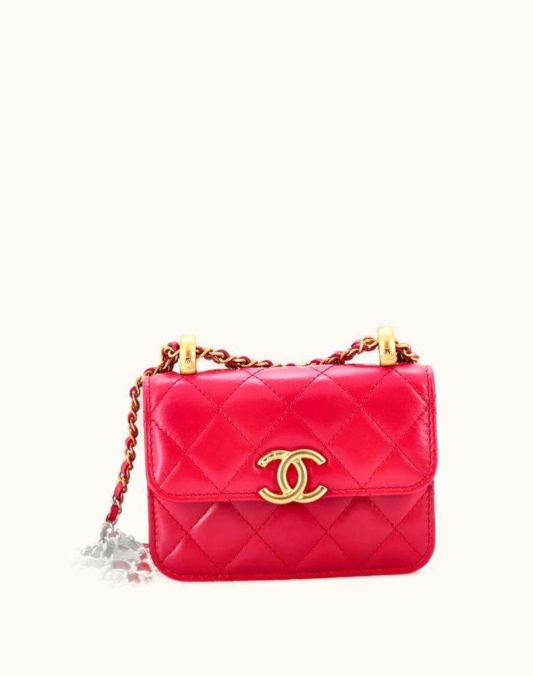 Chanel Chanel Perfect Fit Flap Coin Purse With Chain Quilted Calfskin