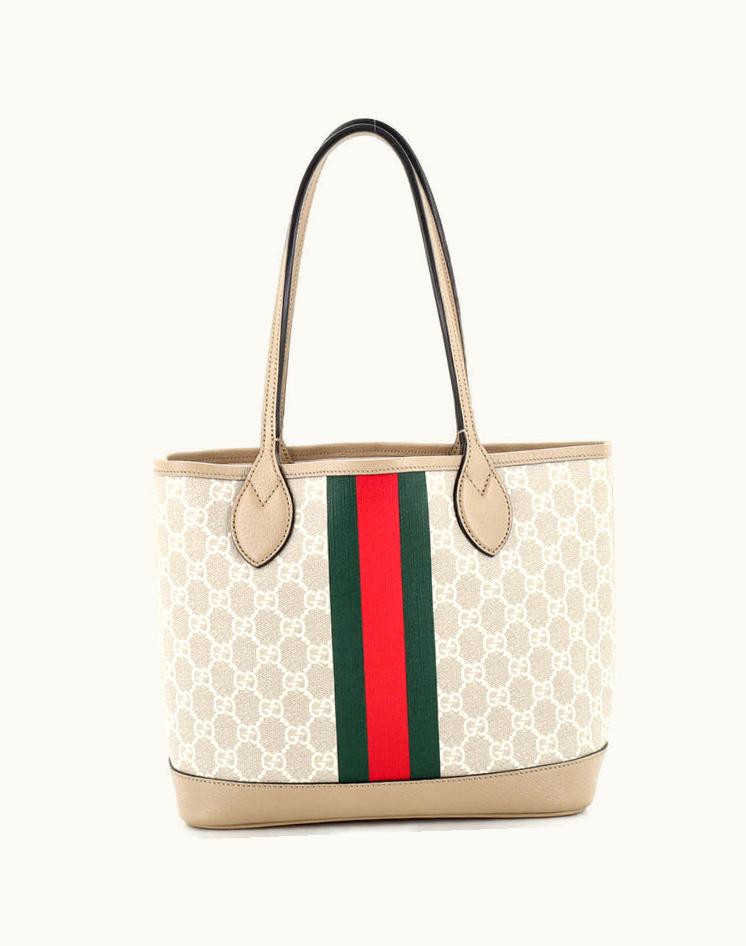 Gucci Gucci Ophidia Open Shopping Tote GG Coated Canvas Small Neutral