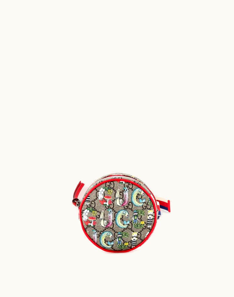 Gucci Gucci Children's Round Belt Bag Printed GG Coated Canvas Brown Aged Silver