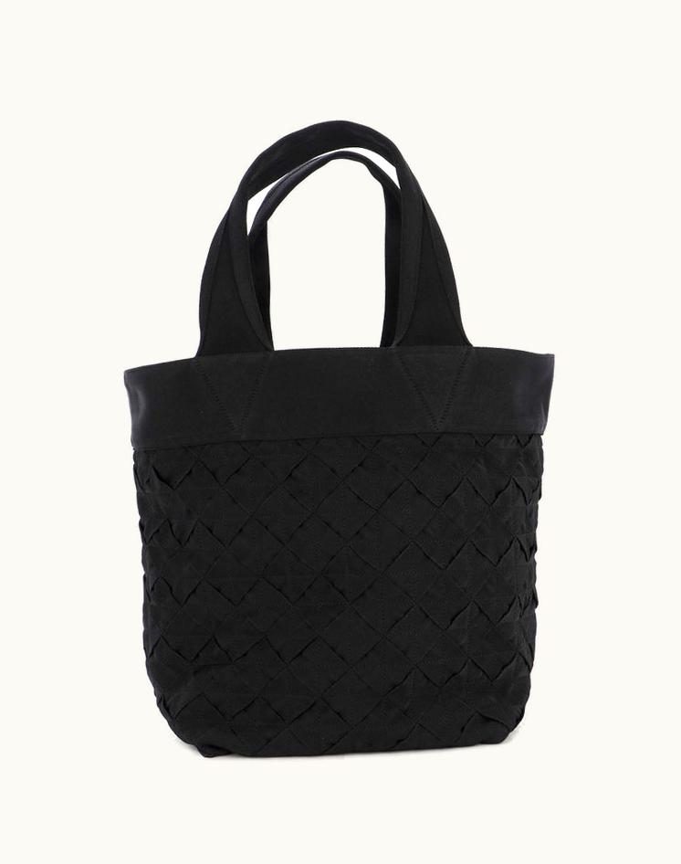 Bottega Veneta Bottega Veneta Webbing Shopper Tote Intrecciato Webbed Canvas Medium Black Aged Silver