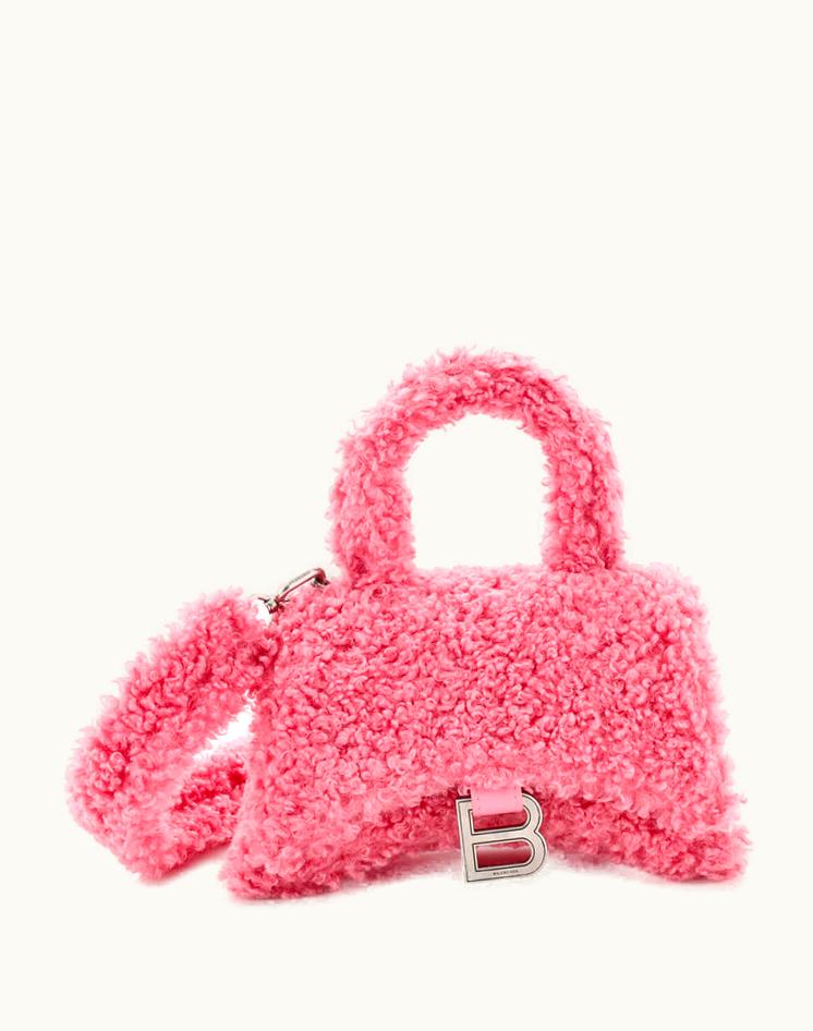 Balenciaga Balenciaga Fluffy Hourglass Top Handle Bag Faux Fur Small