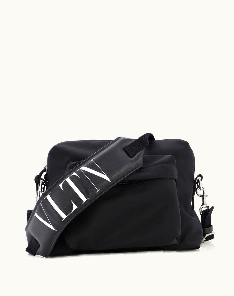 Valentino Valentino Vltn Front Pocket Messenger Bag Nylon With Leather Small