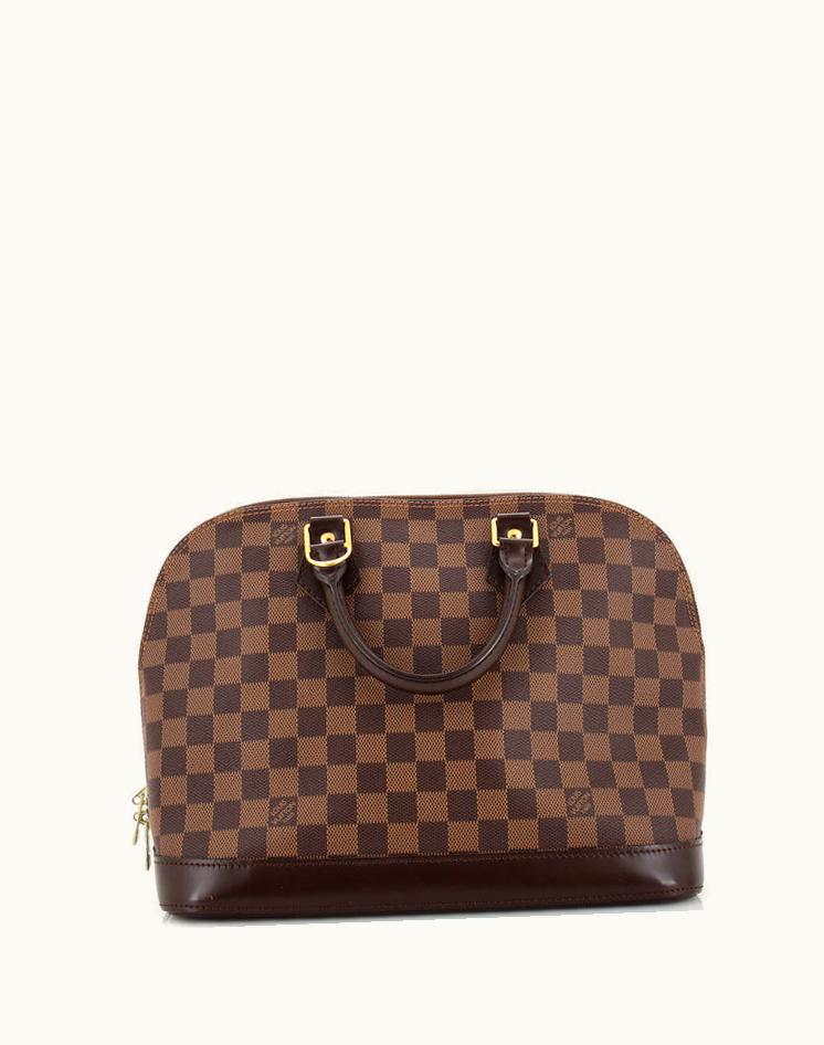 Louis Vuitton Louis Vuitton Vintage Alma Handbag Damier PM in Brown Canvas and Red Interior