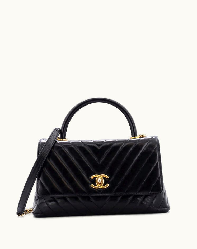 Chanel Chanel Coco Top Handle Bag Chevron Aged Calfskin Small