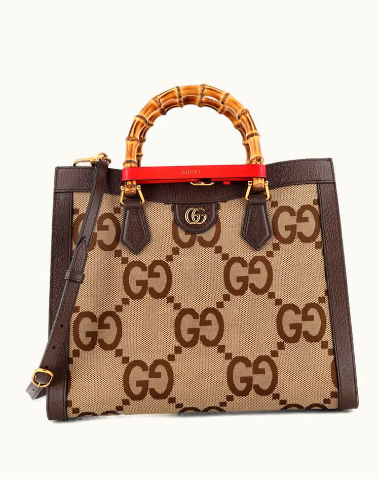 Gucci Gucci Diana NM Bamboo Handle Tote Jumbo GG Canvas Medium