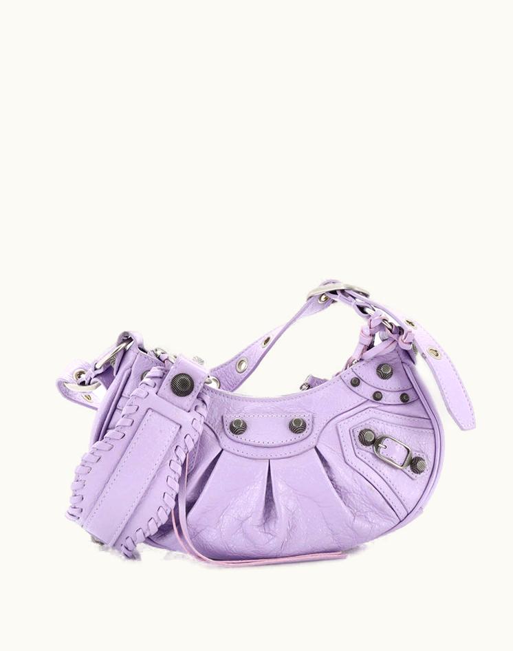 Balenciaga Balenciaga Le Cagole Giant Studs Shoulder Bag Leather XS Purple